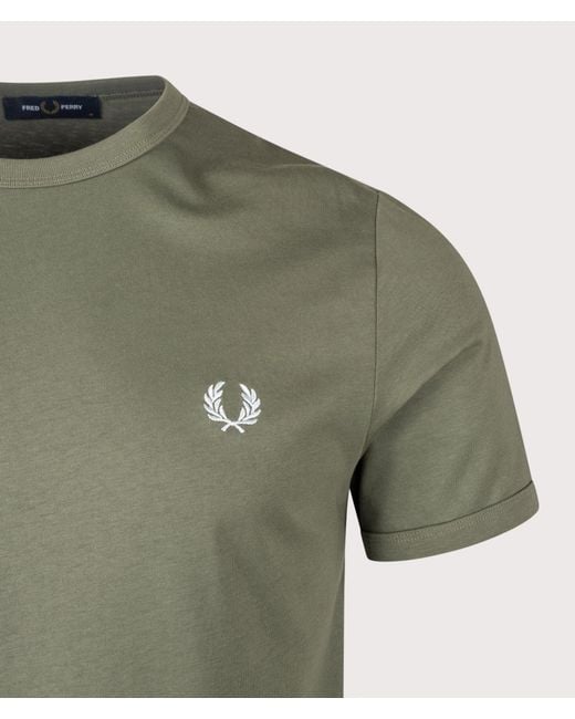 Fred Perry Green Regular Fit Ringer T-Shirt for men