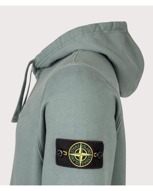 Stone Island Green Brushed Organic Cotton Fleece Hoodie for men