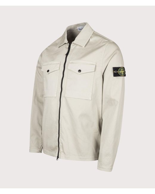 Stone Island Natural Stretch Organic Cotton Satin Overshirt for men