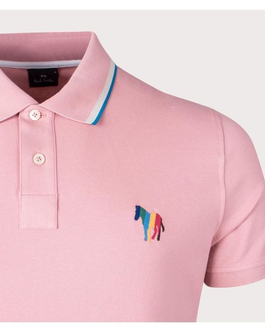 PS by Paul Smith Pink Zebra Emblem Polo Shirt for men