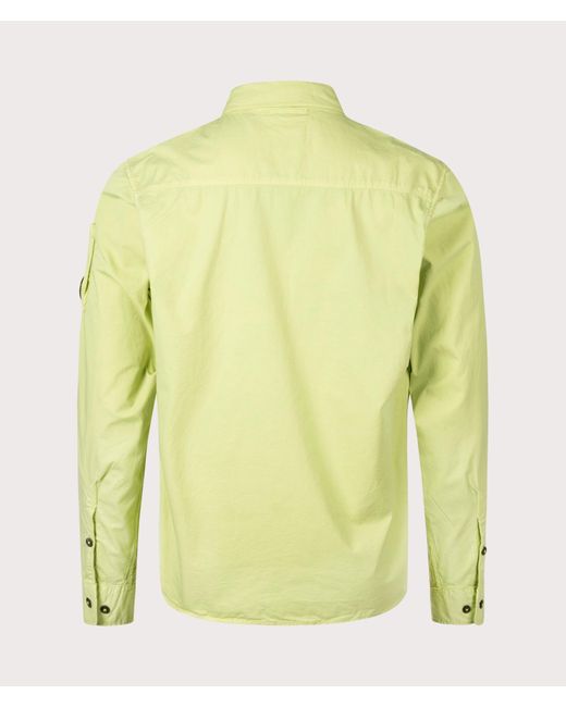 C P Company Yellow Gabardine Zipped Overshirt for men