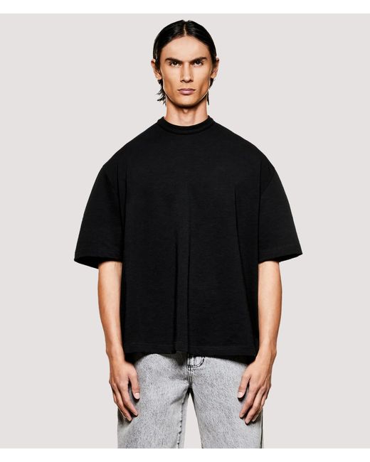 MKI Miyuki-Zoku Black Relaxed Box Fit 220 Gsm Slub T-Shirt for men