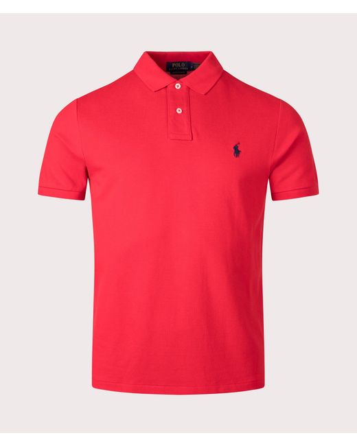 Polo Ralph Lauren Red Custom Slim Fit Mesh Polo Shirt for men