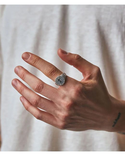 Serge Denimes White Sterling Vitruvian Ring for men