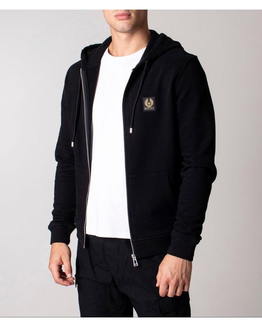 Belstaff Black Zip Through Hoodie for men