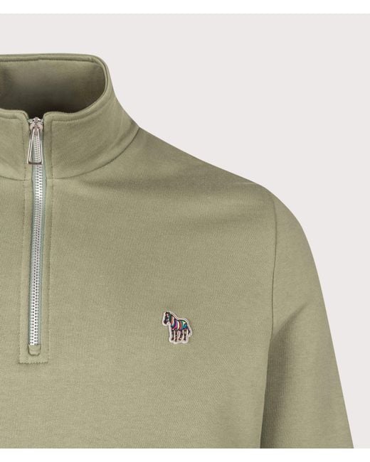 Paul Smith Green Regular Fit Quarter Zip Zebra Sweatshirt for men