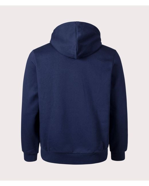 Lacoste Blue Relaxed Fit Brushed Fleece Hoodie for men
