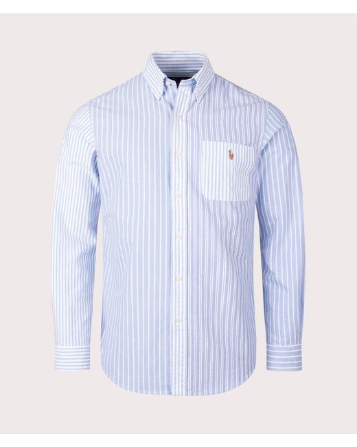 Polo Ralph Lauren Blue Custom Fit Striped Oxford Fun Shirt for men