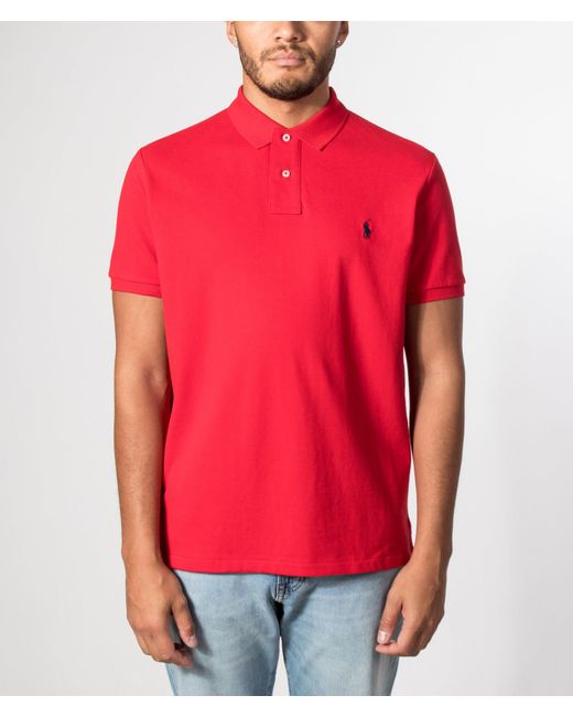 Polo Ralph Lauren Red Custom Slim Fit Mesh Polo Shirt for men