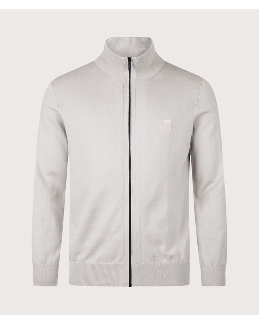 Boss Gray Regular Fit Kanozip Zip Through Jumper for men