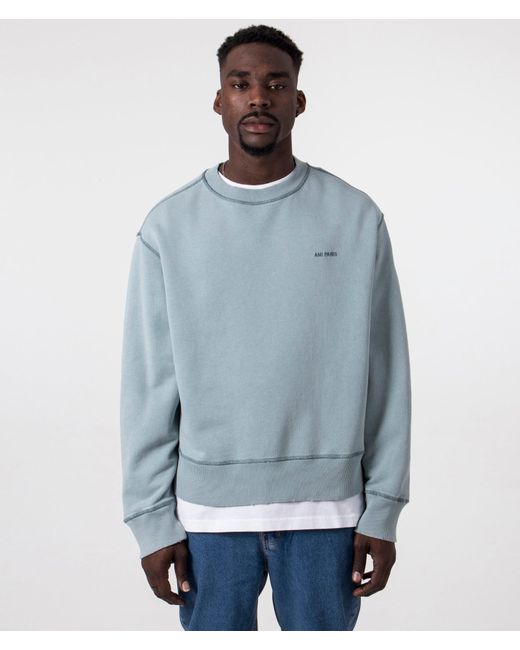 AMI Blue Relaxed Fit Fade Out Sweatshirt for men