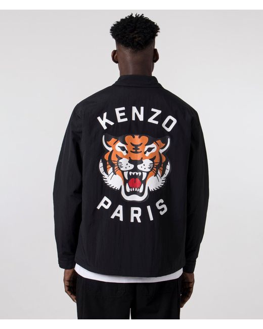 KENZO Black Lucky Tiger Quilted Coach Jacket for men