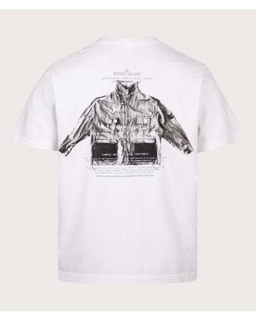 Stone Island White Regular Fit 'Archivio' Print T-Shirt for men