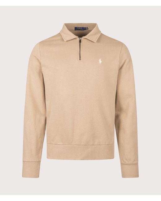 Polo Ralph Lauren Natural Loopback Quarter Zip Sweatshirt for men