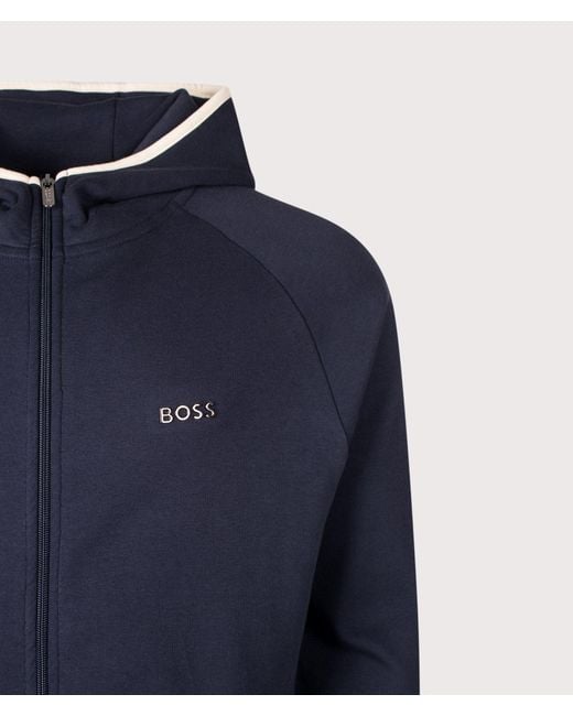 Boss Blue Regular Fit Sense Zip Through Hoodie for men