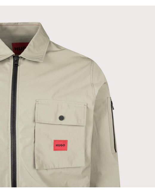 HUGO Natural Emmond Zip Through Overshirt for men