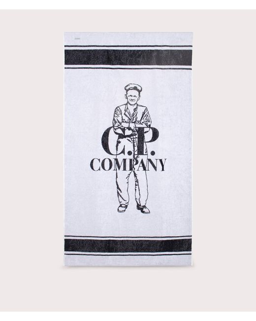 C P Company White Beach Towel for men
