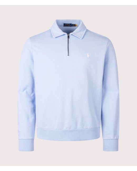 Polo Ralph Lauren Blue Loopback Quarter Zip Sweatshirt for men