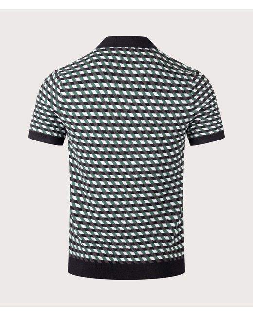 Fred Perry Black Regular Fit Geometric Knitted Polo Shirt for men