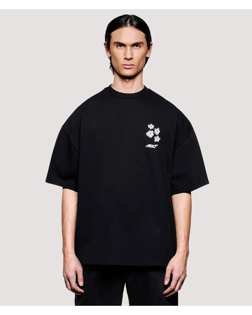 MKI Miyuki-Zoku Black Box Fit Hibiscus T-Shirt for men
