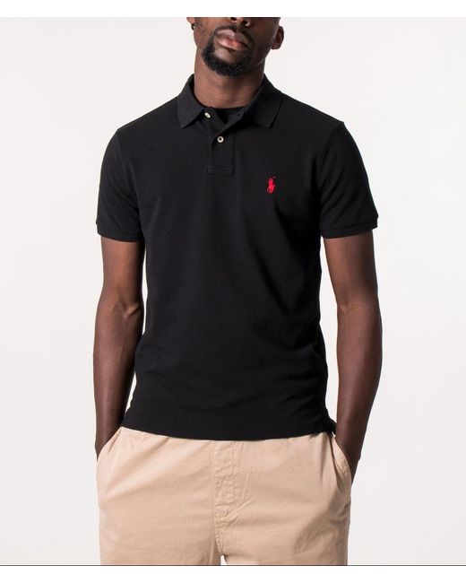Polo Ralph Lauren Black Custom Slim Fit Mesh Polo Shirt for men