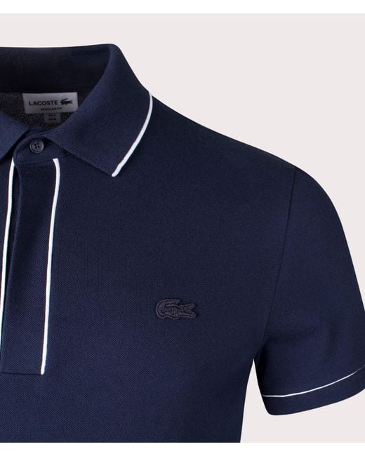 Lacoste Blue Ribbed Collar Shirt for men