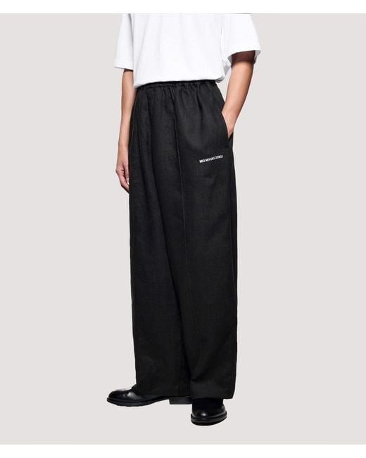 MKI Miyuki-Zoku Black Relaxed Fit Linen Wide Leg Pants for men