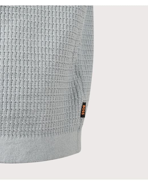 Boss Gray Relaxed Fit Akepalo Knitted Polo Shirt for men