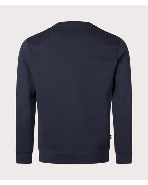 Aquascutum Blue Active Club Check Crewneck Sweatshirt for men