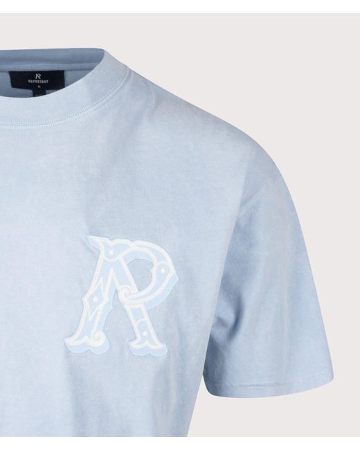 Represent Blue Oversized Fit Western Initial T-Shirt for men