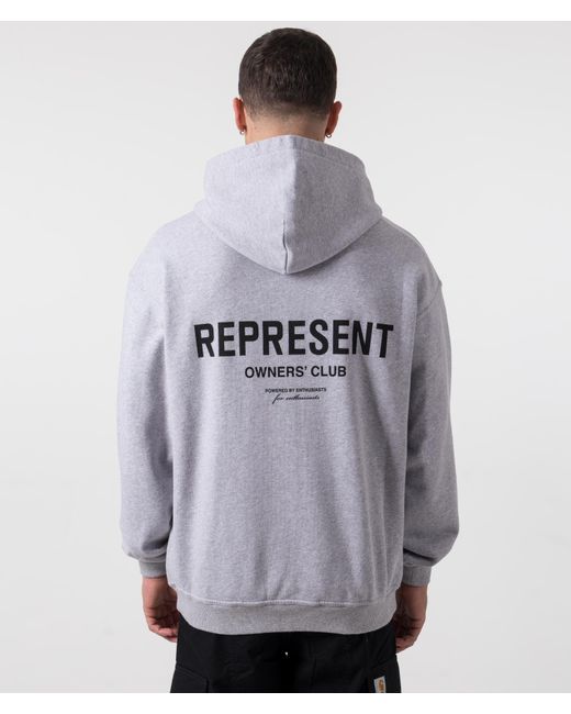 Represent Gray Oversized Fit Owners Club Hoodie for men