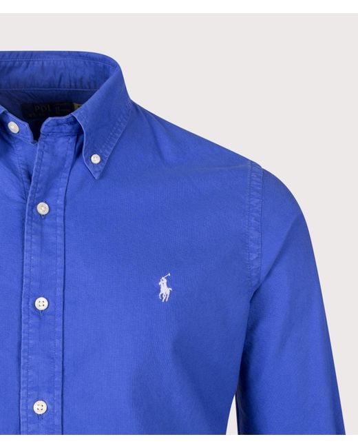 Polo Ralph Lauren Blue Custom Fit Garment-Dyed Oxford Shirt for men