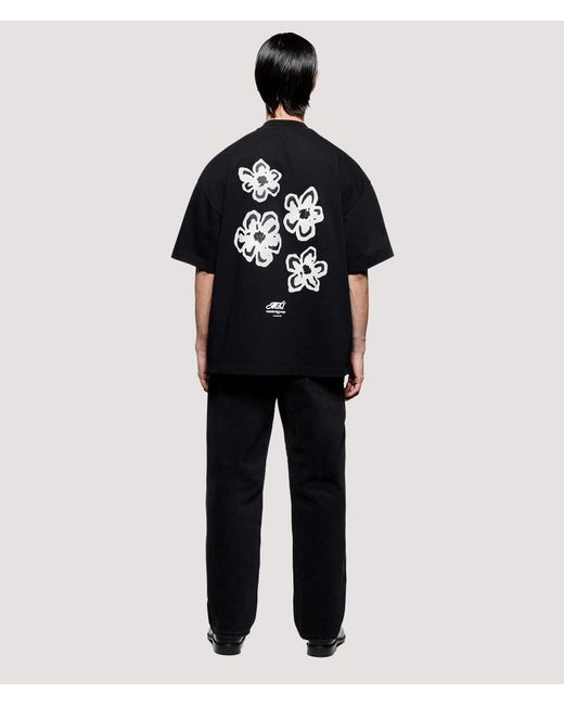 MKI Miyuki-Zoku Black Box Fit Hibiscus T-Shirt for men