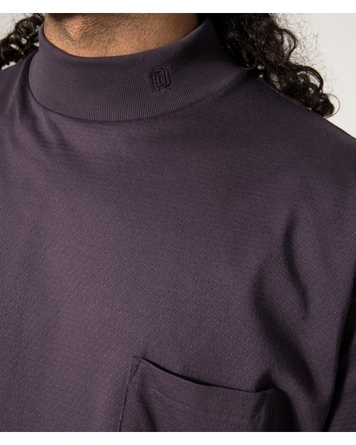 Nanamica Blue Oversized Mock Neck T-Shirt for men