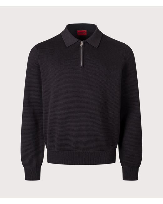 HUGO Blue Relaxed Fit Long Sleeve San Pauley Polo Shirt for men