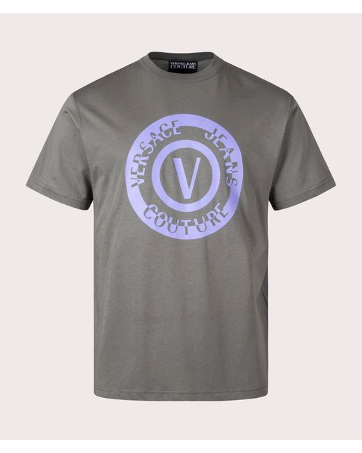 Versace Gray Relaxed Fit V Emblem Seas T-shirt for men