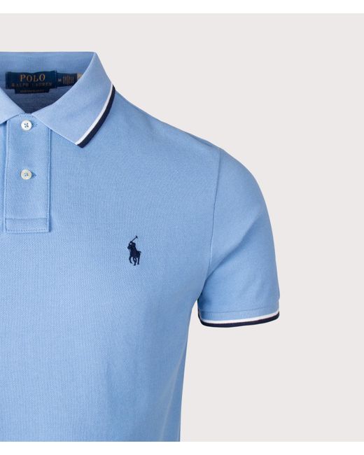 Polo Ralph Lauren Blue Custom Slim Fit Mesh Polo Shirt for men