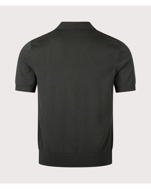 Fred Perry Green Regular Fit Textured Panel Zip Neck Knitted Polo Shirt for men