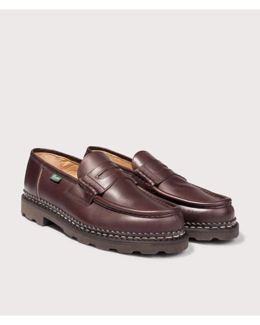 Paraboot Brown Reims Smooth Leather Moccasins for men