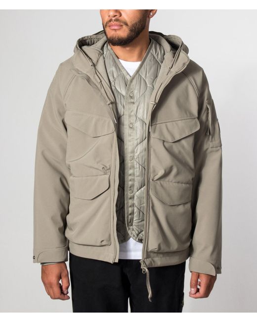 C P Company Natural C.P. Shell-R Padded Hooded Lens Jacket for men