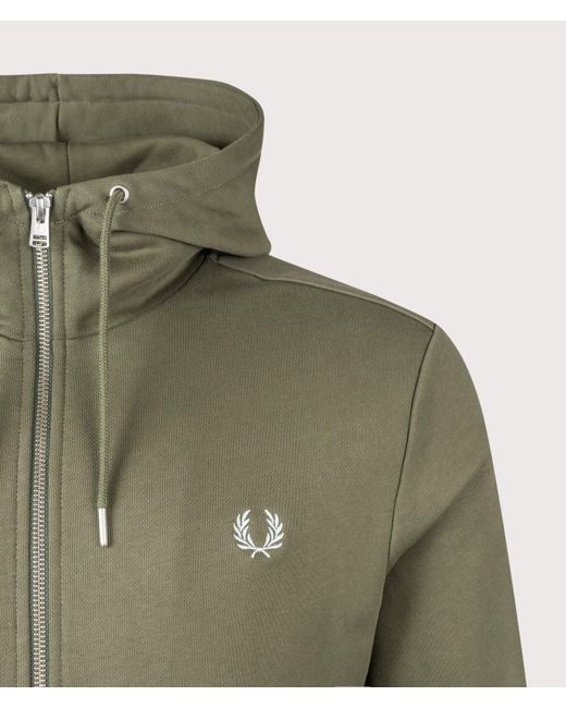 Fred Perry Green Regular Fit Zip Through Hoodie for men