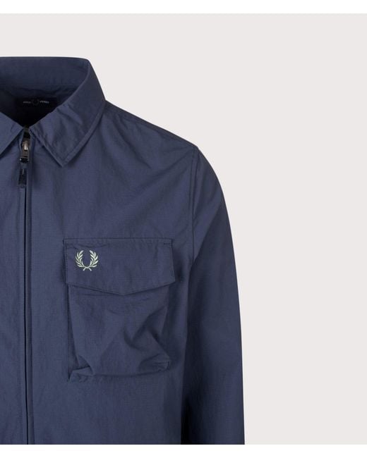 Fred Perry Blue Regular Fit Ripstop Pocket Overshirt for men