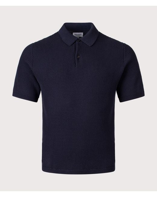 Norse Projects Blue Anholt Cotton Crepe Polo Shirt for men