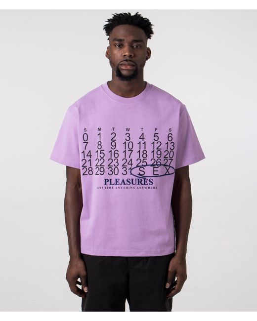 Pleasures Purple Calendar Heavyweight T-shirt for men