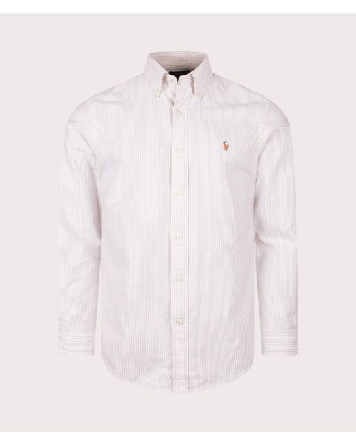 Polo Ralph Lauren Pink Custom Fit Striped Oxford Shirt for men