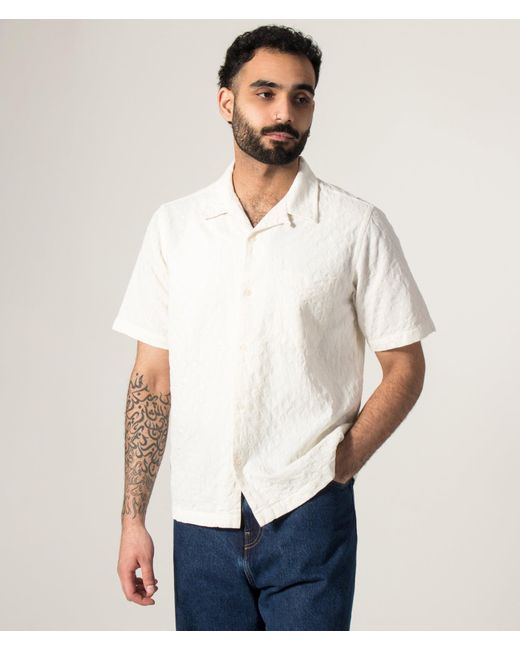 Universal Works White Short Sleeve Seersucker Road Shirt for men