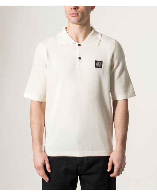 Stone Island Natural Relaxed Fit Micro Stitch Organic Cotton Compass Polo Shirt for men