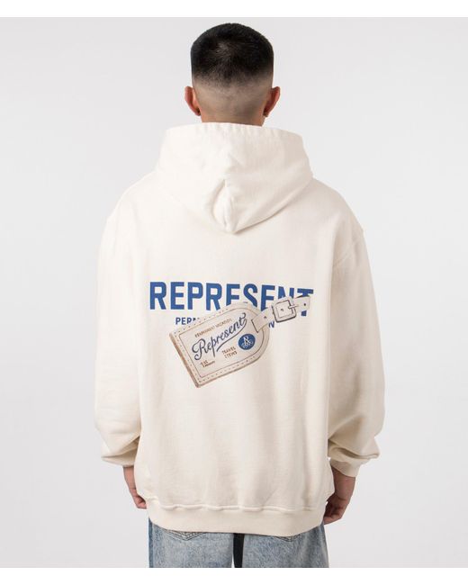 Represent White Luggage Tag Hoodie for men