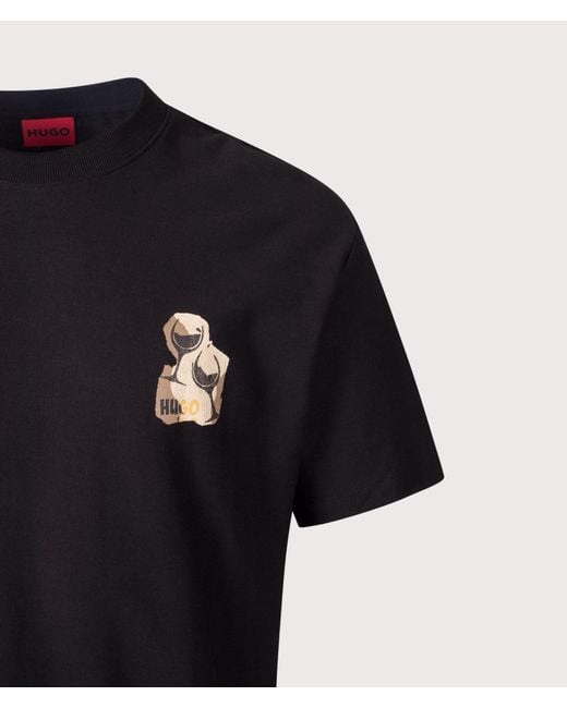 HUGO Black Relaxed Fit Detzi T-Shirt for men