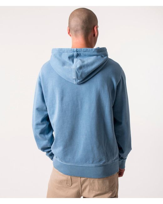 Boss Blue Relaxed Fit Garment Dyed Wefade Hoodie for men